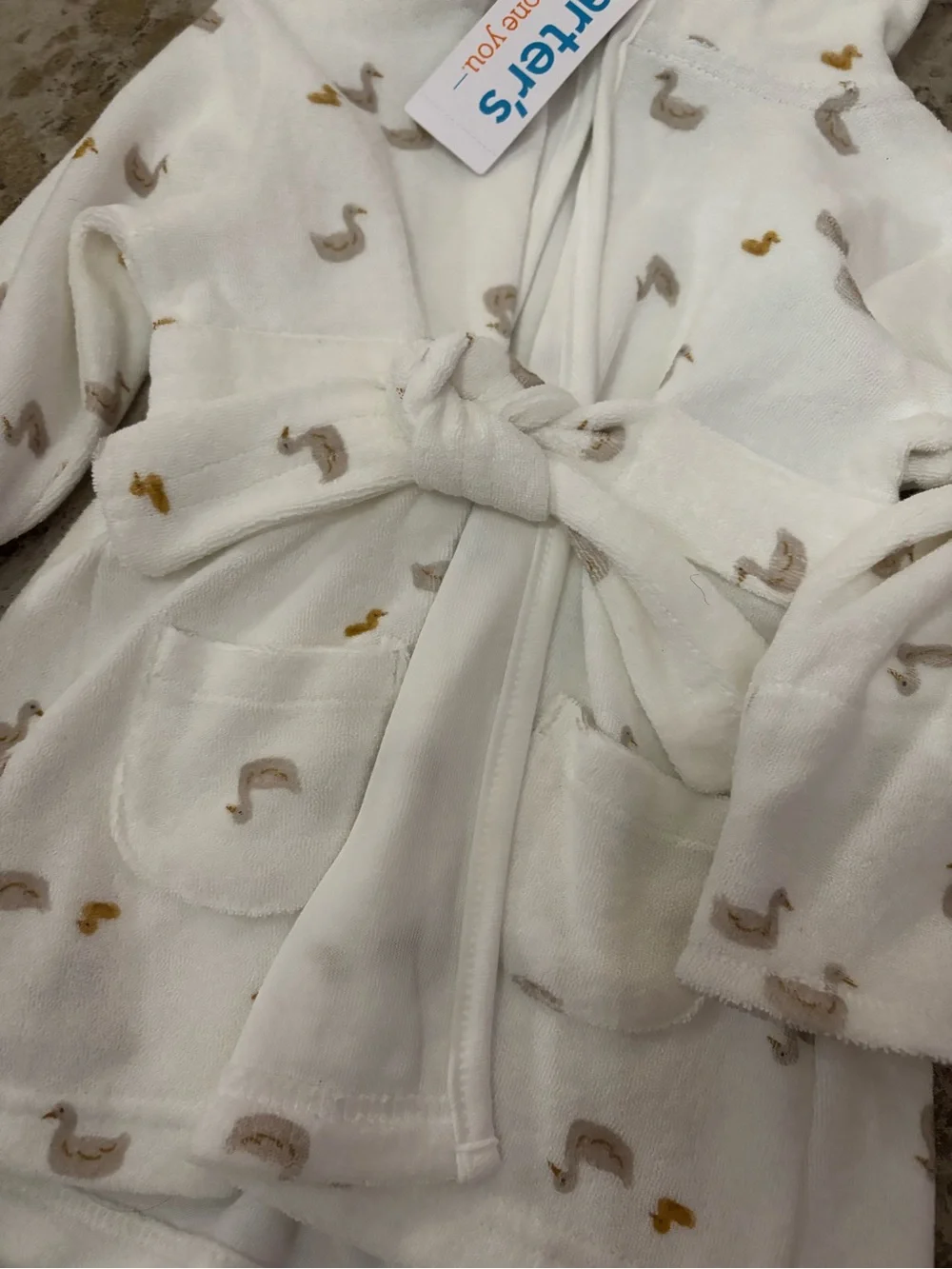 Carter's Cream Duck Print Robe & Floral Pink Bunny Hooded Robe